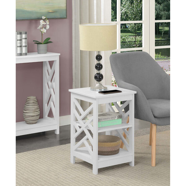 Titan White End Table with Shelves, image 2