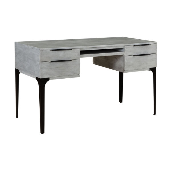 Gray and Black Four Drawer Writing Desk, image 1