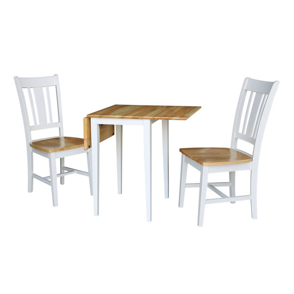 White Natural Dual Drop Leaf Dining Table with Two San Remo Chairs, image 2