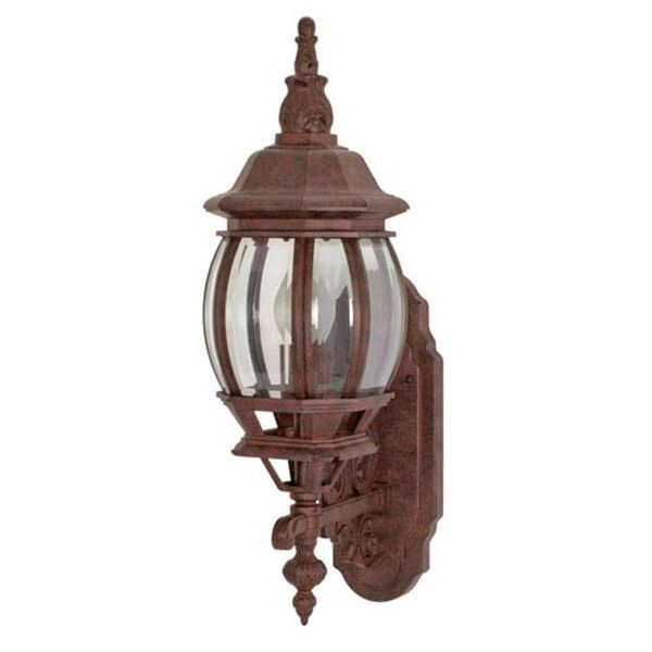 Central Park Old Bronze One-Light Outdoor Wall Mount with Clear Beveled Glass Panels, image 1