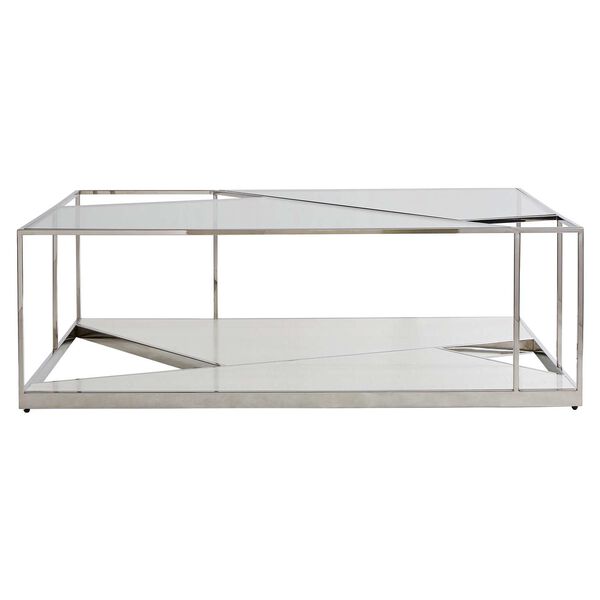 Maymont Stainless Steel and White Cocktail Table, image 1
