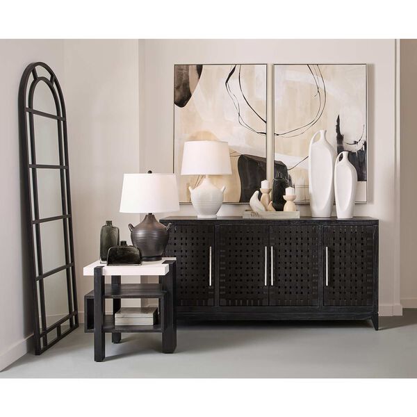 Arched Pier Black Curved Top Wall Mirror, image 2