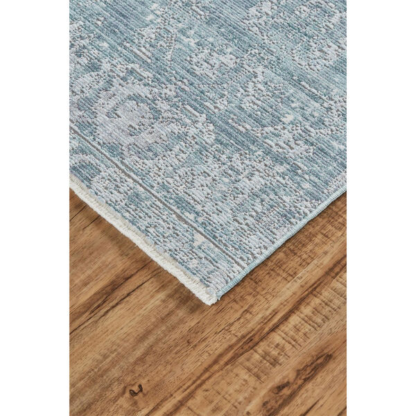 Cecily Luxury Distressed Ornamental Teal Gray Area Rug, image 3