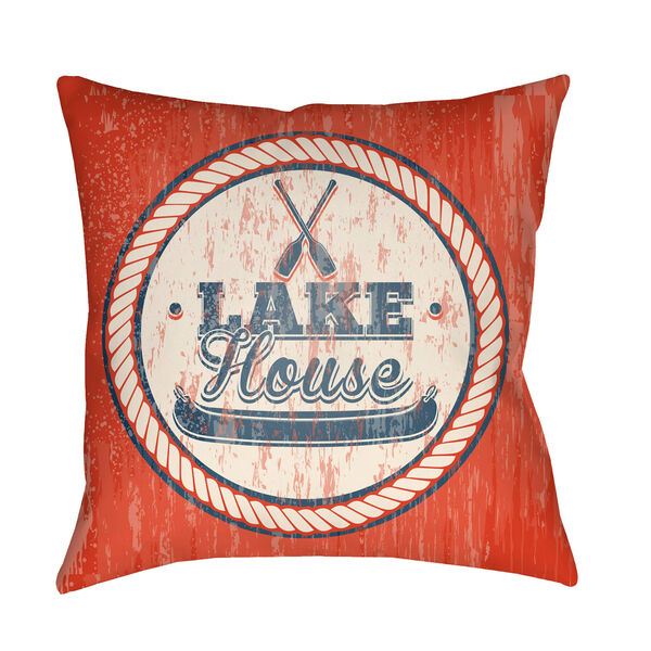 Litchfield Lake Navy Blue and Poppy Red 16 x 16 In. Pillow with Poly Fill, image 1