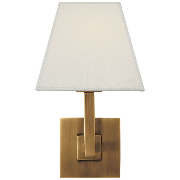 Architectural Wall Sconce in Hand-Rubbed Antique Brass with Square Linen Shade by Studio VC, image 1