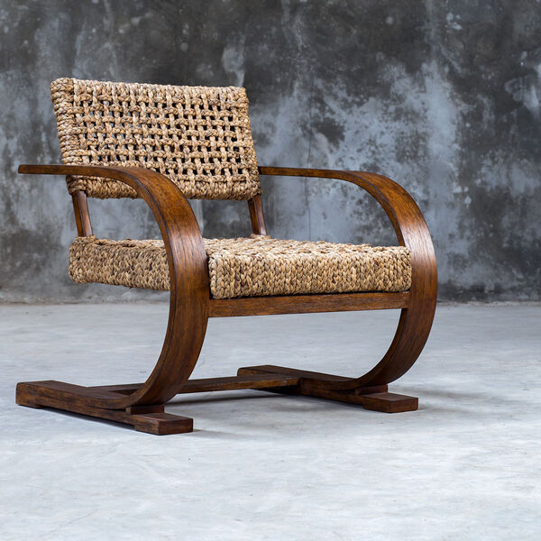 Rehema Natural Woven and Pecan Accent Chair, image 5