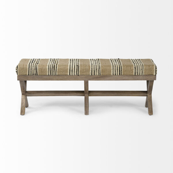 Solis Brown and Beige Upholstered Bench, image 2
