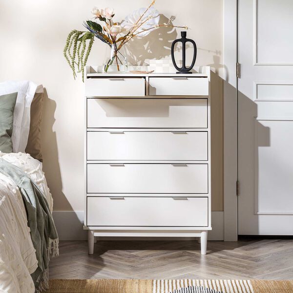 White Solid Wood Six-Drawer Dresser, image 7