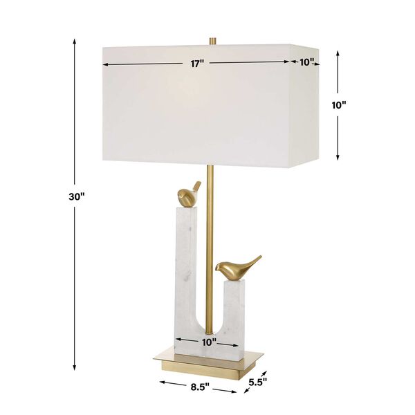 Songbirds White and Brushed Brass Table Lamp, image 3