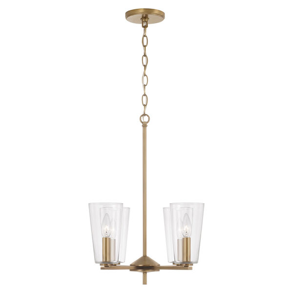 Portman Aged Brass Four-Light Pendant with Clear Glass, image 2