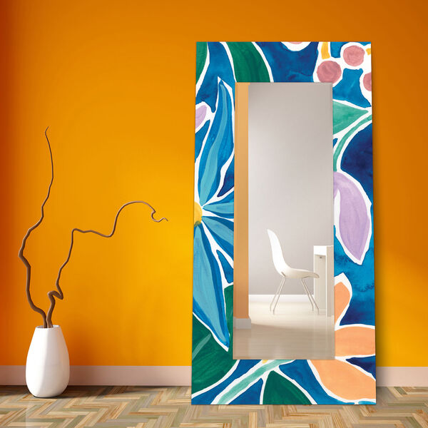Tiki Square Blue 72 x 36-Inch Rectangular Beveled Floor Mirror, image 5