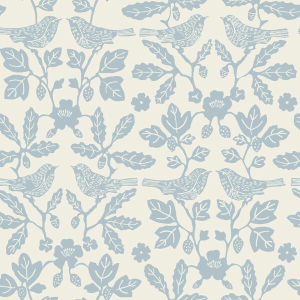 Sparrow and Oak Glacial Blue Peel and Stick Wallpaper, image 2