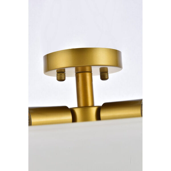 Jeanne Brass and Frosted White Three-Light Semi-Flush Mount, image 6