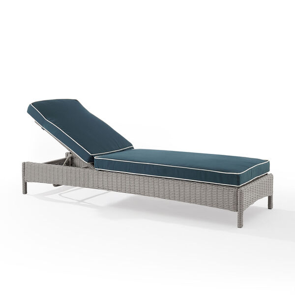 Bradenton Gray and Navy Outdoor Wicker Chaise Lounge, image 5