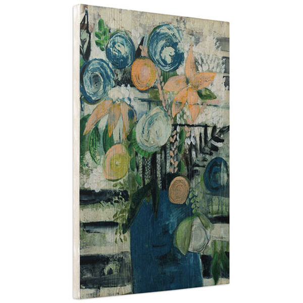 Modern Floral Stripe Fine Giclee Printed on Hand Finished Ash Wood Wall Art, image 3