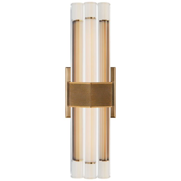 Fascio 14-Inch Sconce in Hand-Rubbed Antique Brass with Crystal by Lauren Rottet, image 1
