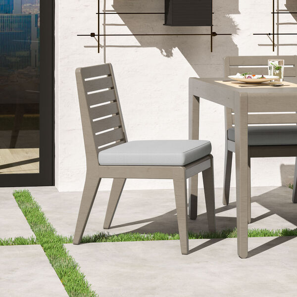 Sustain Rattan and Gray Outdoor Armless Dining Chair, Set of 2, image 2