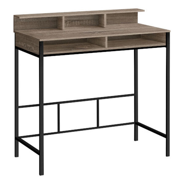 Dark Taupe and Black Standing Height Computer Desk, image 1