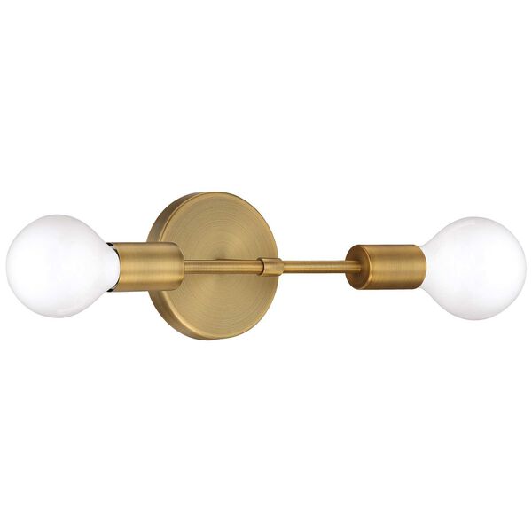 Iconic G Antique Brushed Brass Two-Light LED Wall Sconce, image 1