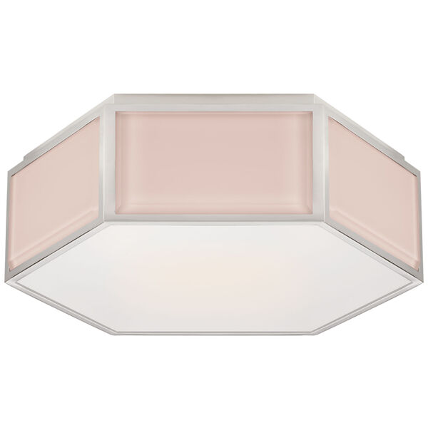 Bradford Small Hexagonal Flush Mount in Blush and Polished Nickel with Frosted Glass by kate spade new york, image 1