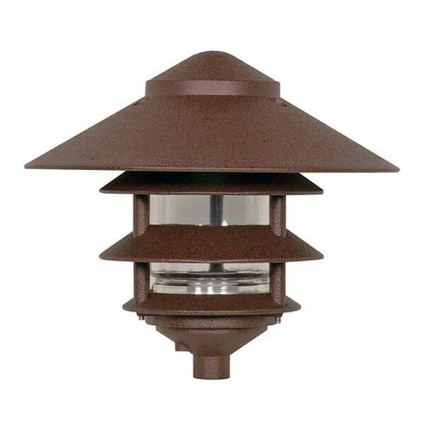 Old Bronze One-Light Three-Tier Outdoor Path Light with Large Hood, image 1
