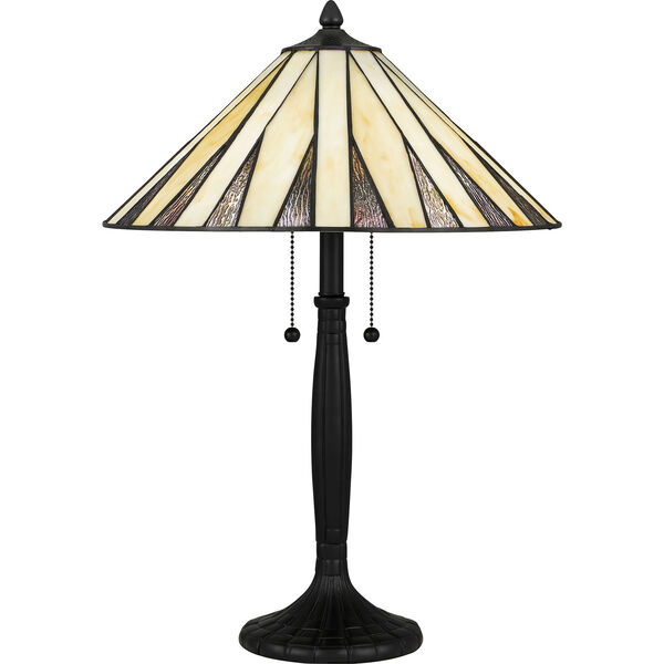 Legend Matte Black Two-Light Tiffany Table Lamp, image 1