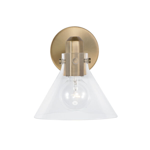 Greer Aged Brass One-Light Sconce with Clear Glass, image 4