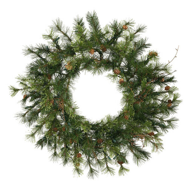 Green Mixed Country Pine Wreath 24-inch, image 1