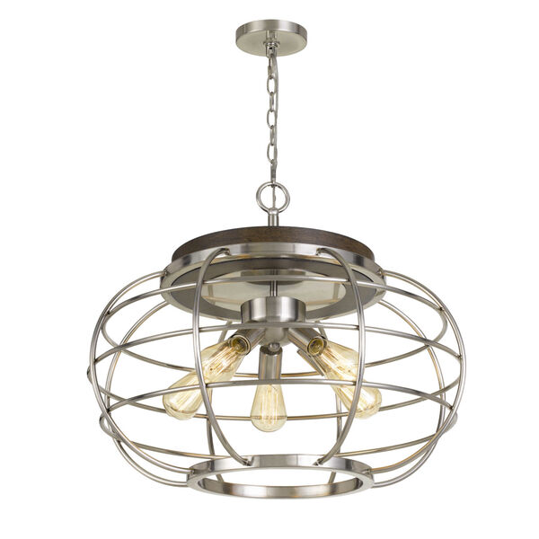 Liberty Brushed Steel and Natural Five-Light Chandelier, image 3
