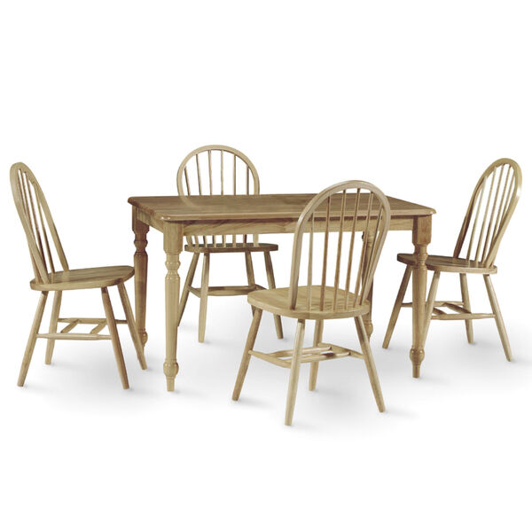 Dining Essentials Natural 30 Inch Inch x 48 Inch Solid Wood Dining Table with Four Chairs, image 1