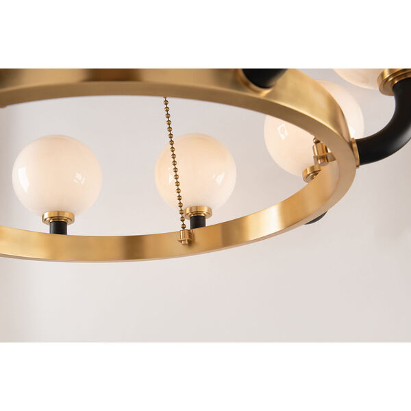 Werner Aged Brass and Black Eight-Light Pendant, image 6