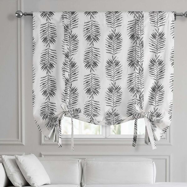 Sago Black Ink Printed Cotton Tie-Up Window Shade Single Panel, image 1
