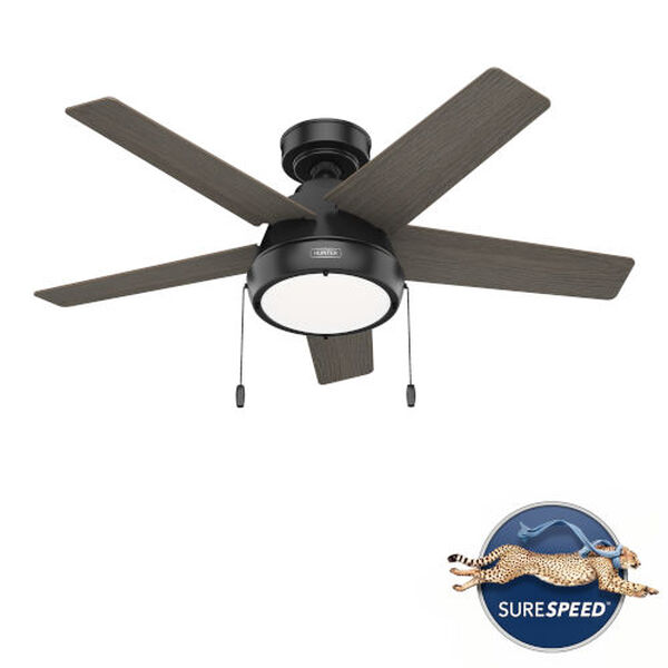Burroughs Matte Black 44-Inch Ceiling Fan with LED Light Kit and Pull Chain, image 3