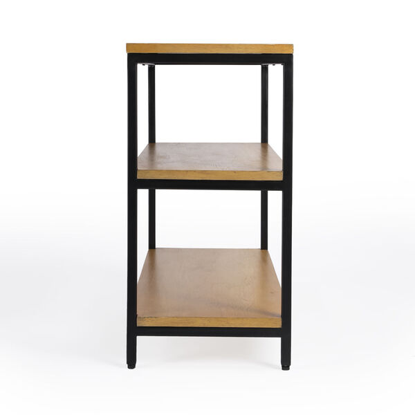 Hans Natural and Black Bookcase with Three Shelves, image 4