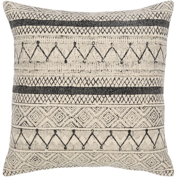 Janya Beige and Black 18-Inch Pillow, image 1