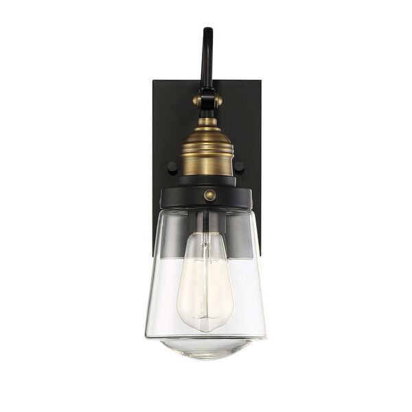 Afton Vintage Black with Warm Brass One-Light Outdoor Wall Sconce, image 2