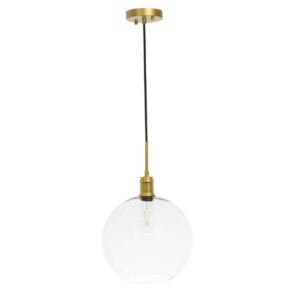 Emett Brass 13-Inch One-Light Pendant with Clear Glass, image 3