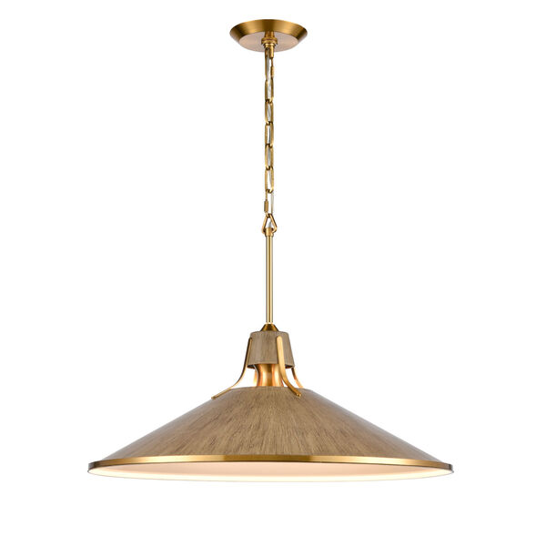 Danique Corkwood and Satin Brass One-Light Pendant, image 1