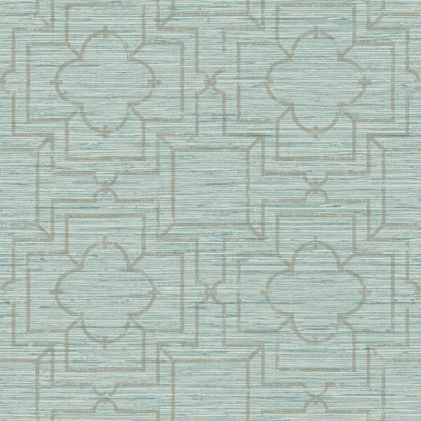 Quatrefoil Trellis Blue Peel and Stick Wallpaper, image 2