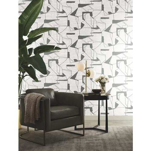Abstract Geo White and Silver Wallpaper, image 1