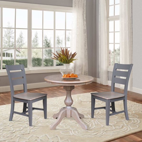 Parawood III Washed Gray Clay Taupe 30-Inch  Round Top Pedestal Table with Two Chairs, image 2
