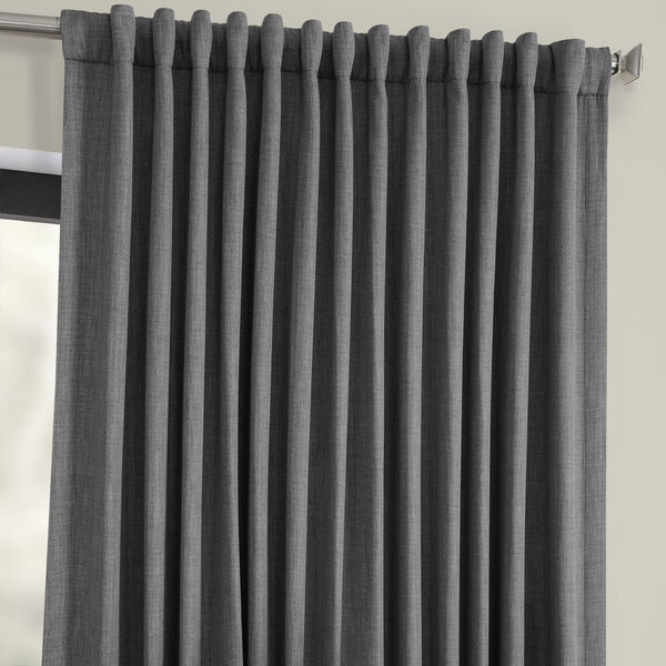 Grey Faux Linen Extra Wide Blackout Curtain Single Panel, image 4