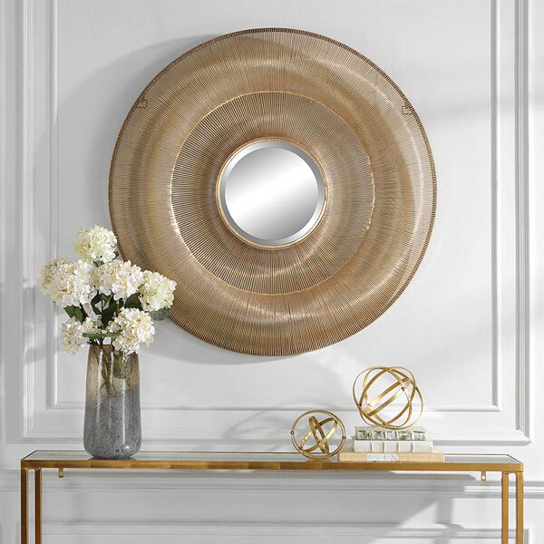 Bauble Brushed Antique Gold 42 x 42-Inch Round Wall Mirror, image 5