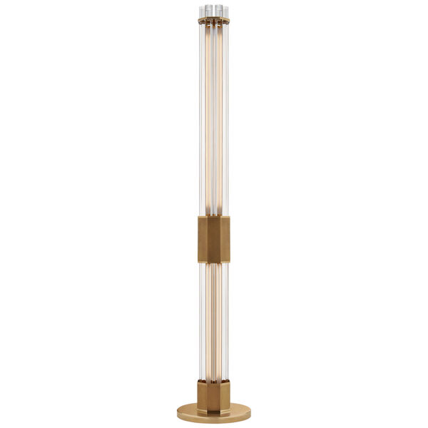 Fascio Large Floor Lamp in Hand-Rubbed Antique Brass with Crystal by Lauren Rottet, image 1