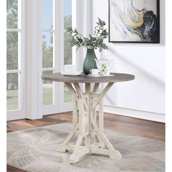 Bar Harbor II White and Brownish Gray Round Counter Height Dining Table, image 4