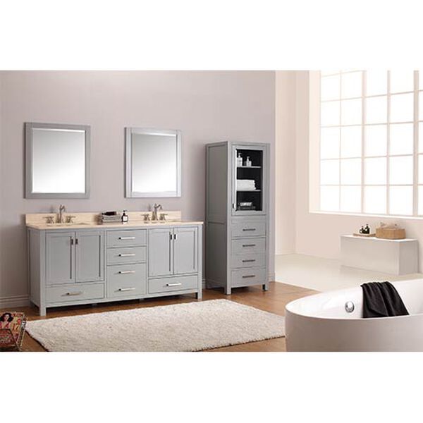 Modero Chilled Gray 72-Inch Double Vanity Combo with Galala Beige Marble Top, image 3