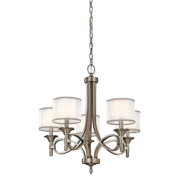 Lacey Antique Pewter Five-Light Chandelier, image 1