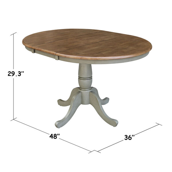 Hickory and Stone 36-Inch Width Round Top Dining Height Pedestal Table With 12-Inch Leaf, image 4