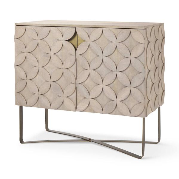 Excelsior Light Brown and Gold Iron Base Accent Cabinet, image 1