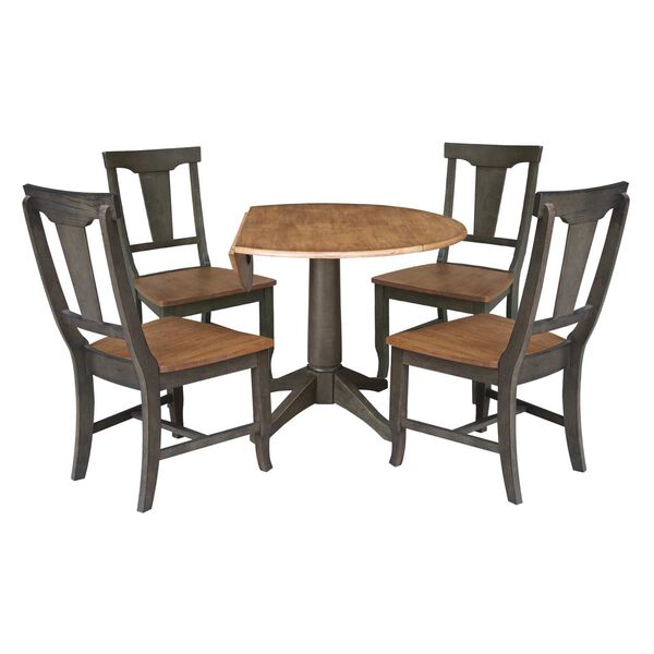 Hickory Washed Coal Round Dual Drop Leaf Dining Table with Four Panel Back Chairs, image 4